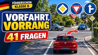 41 Vorfahrt & Vorrang Fragen | Führerschein Theorieprüfung Klasse B 2026