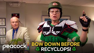 Dwight Dresses Up As Recyclops To Celebrate Earth Day