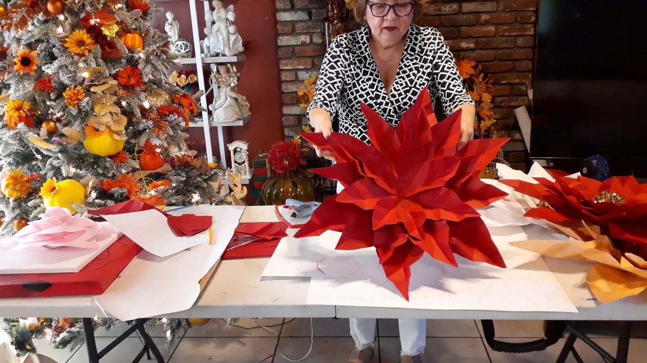 COMO HACER FLORES DE NOCHEBUENA GIGANTE.