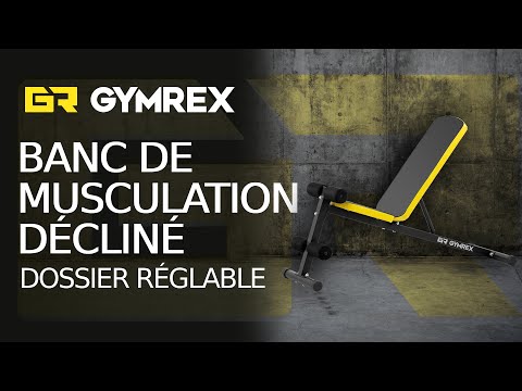 Vidéo - Banc de musculation décliné – Dossier réglable – 100 kg