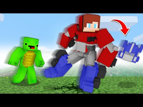 Maizen JJ & Mikey - OPTIMUS PRIME Speedruner vs Hunter - in Minecraft - Maizen