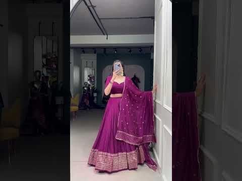 Navy Blue Pure Chanderi Zari Weaving Lehenga Choli Set with 4-Meter Flair & Sequins Embroidered Dupatta