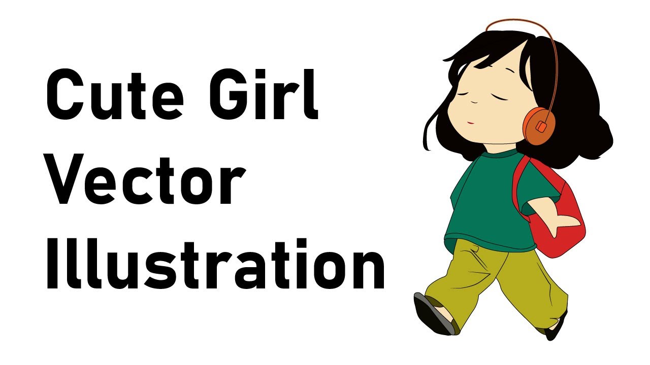 Cute Girl Vector Illustration | Adobe Illustrator Artwork#AdobeIllustrator Drawing