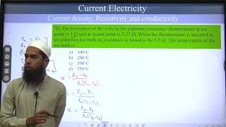 36. The resistance of the wire in the platinum resistance thermometer at ice point is 5 Ω and at ste