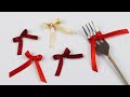 How To Make a Ribbon Bow with Fork | One-minute Video #Needlepoint #shorts