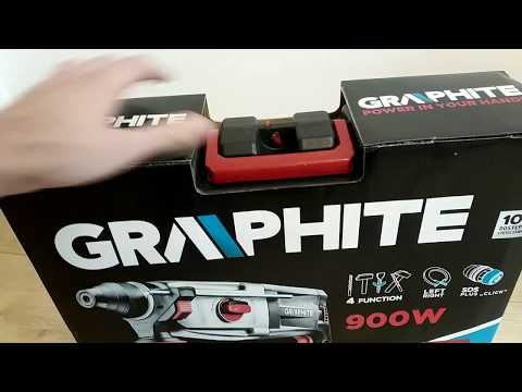 Grąžtas Graphite SDS + 900W sukamasis plaktukas, dėklas video