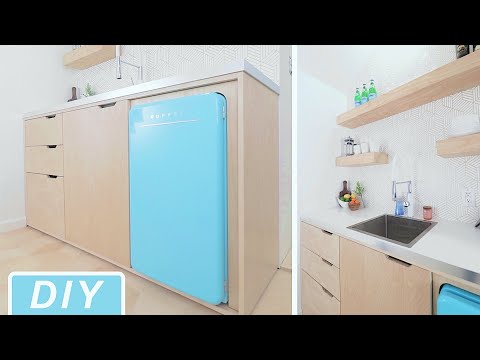 Part of a video titled DIY Modern Mini-Kitchen / Kitchenette Build || Home Improvement - YouTube