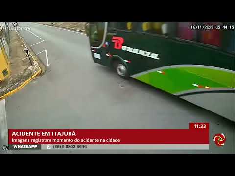 Flagrante de acidente entre caminhão e ônibus em Itajubá
