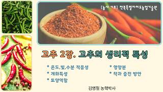 [고품질 고추 재배 기술 2강]  *고추의 생리적 특성 (온도, 빛, 수분, 착과증진, 토양)  #고품질_고…
