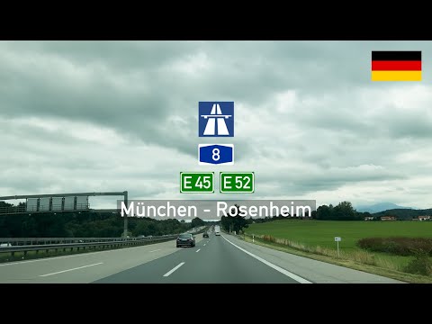 Driving in Germany: Autobahn A8 E45 E52 from München to Rosenheim