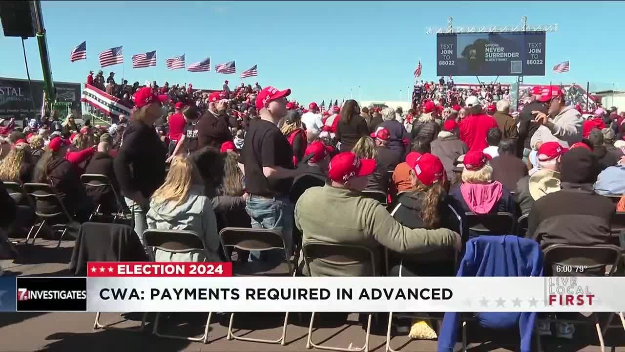 #CWA received more than $74K, in advance, for #Trump rally