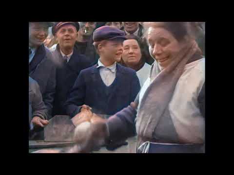 Rotterdamse Vismarkt aan de Blaak rond 1920 in kleur! Rotterdam Fishmarket in 1920s in color!