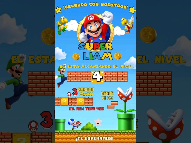 Vídeo relacionado con AMSCAN EUROPE GMBH Juego de 8 invitaciones y sobres Super Mario Bros para cumpleaños infantil o fiesta temática, tarjetas de invitación para niños Luigi Toad