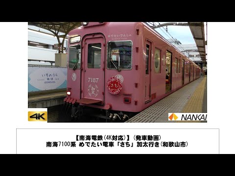 英語・国際文化学科 【南海電鉄】南海7100系 めでたいでんしゃ「さち」加太行き発車(和歌山市)