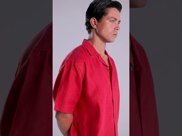 قميص احمر بطيخي نص كم