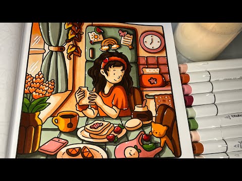 Girl Moments by Coco Wyo | Relaxing ASMR | Ohuhu Alcohol Markers #adultcoloring#cocowyo #colorwithme