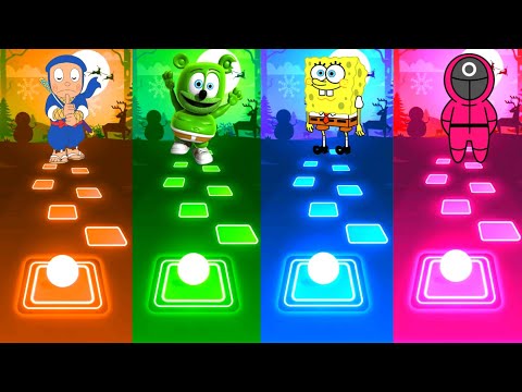 Ninja Hattori vs Gummy Bear vs SpongeBob vs Squid Game - Tiles  Hop EDM Rush