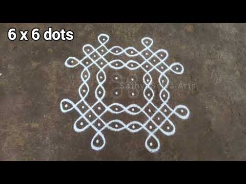Creative 6 x 6 dots sikku kolam | simple kambi kolam  | SathyaSelva Arts