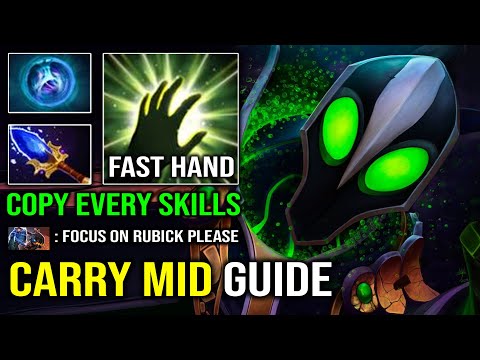 NEW Pro Carry Mid Rubick Guide | Brutal 9Min Boots Full Aghanim Copy Every Spells Dota 2