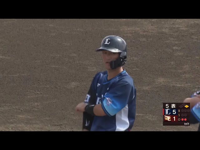 【ファーム】チーム10安打目!! ライオンズ・古市尊 レフトへのタイムリーでリードを広げる!! 2023年9月7日 東北楽天ゴールデンイーグルス 対 埼玉西武ライオンズ