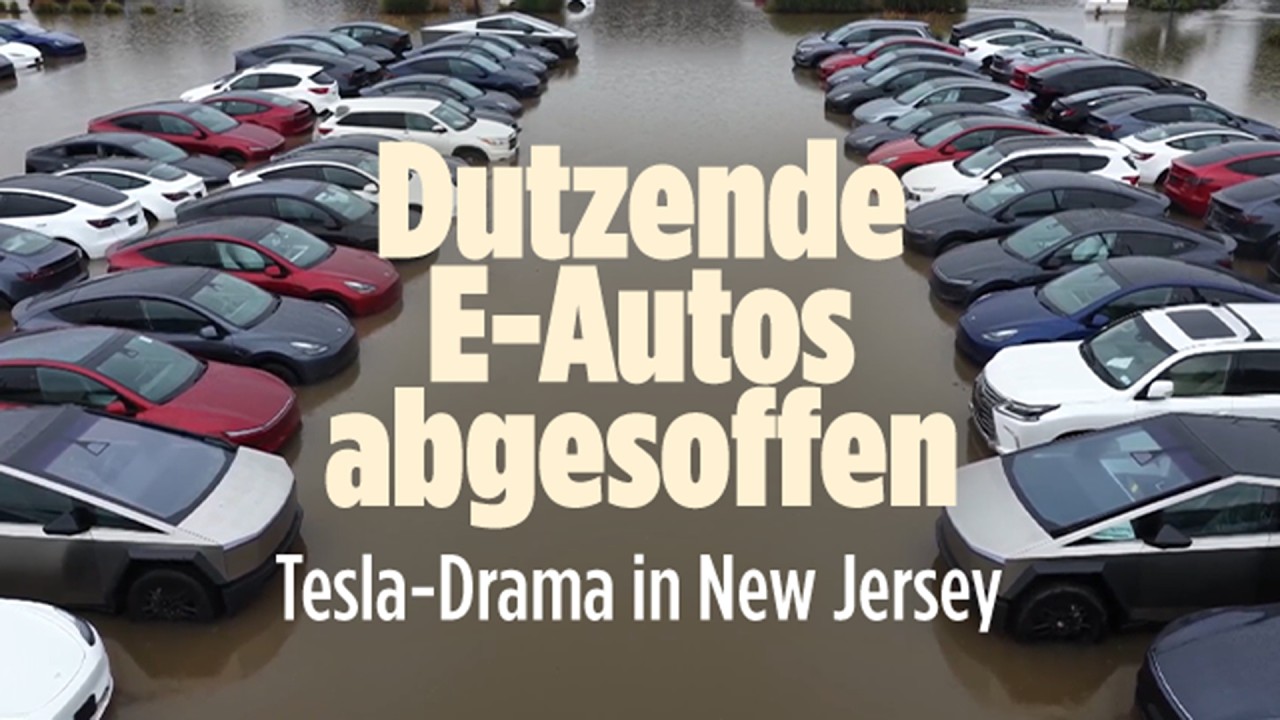 Explosionsgefahr im Unwetter-Chaos! Tesla-Autos drohen Schäden in fünfstelliger Höhe!