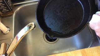 How to clean cast iron skillet after scrambled eggs