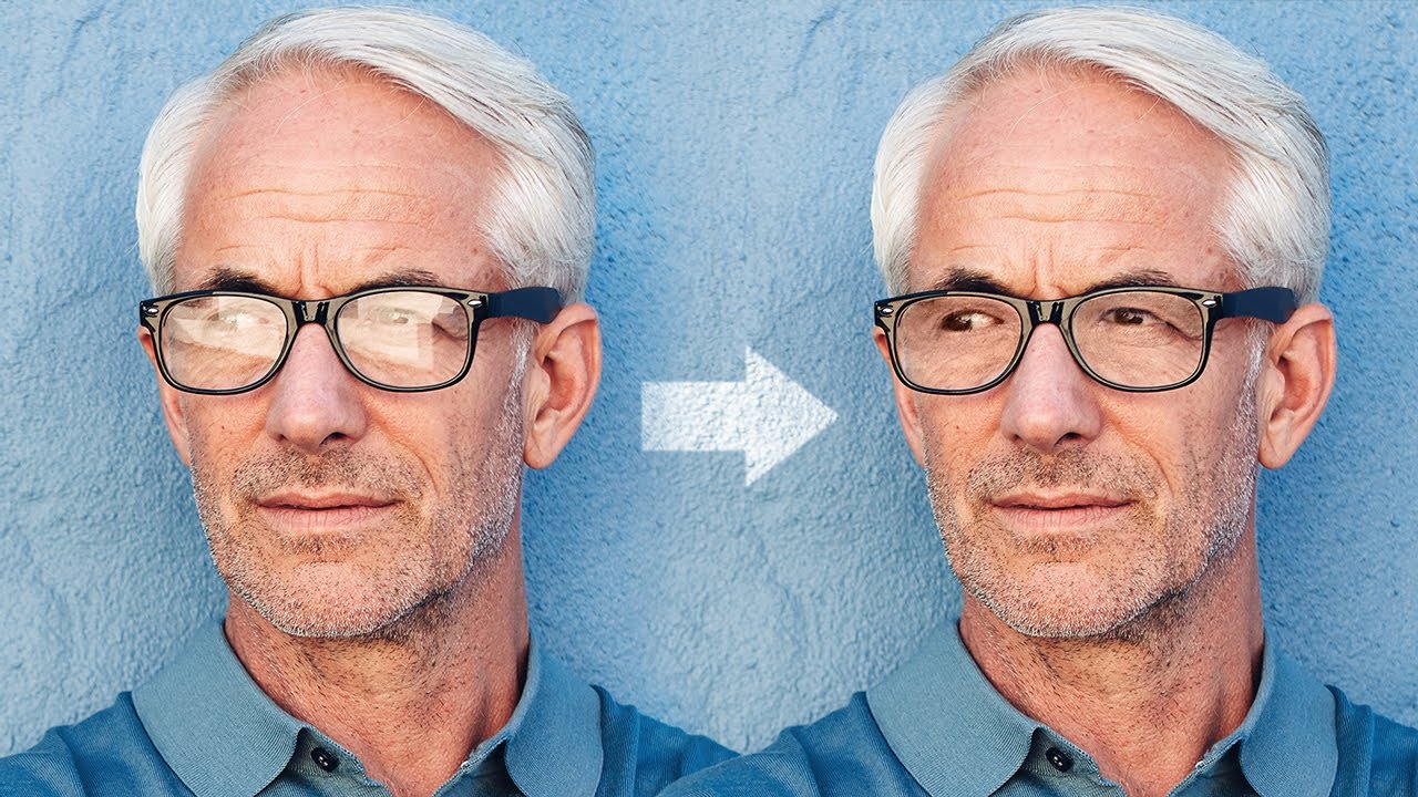 Magically remove glare from glasses in adobe photoshop by piximperfect