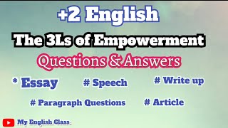 Plus two English| The 3ls of Empowerment| Exam Questions and answers| Christmas Exam