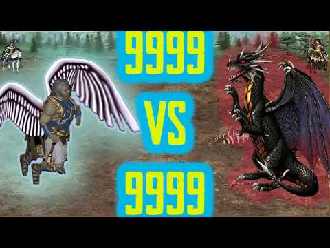 9999 Arch Angels vs 9999 Black Dragons! Heroes 3 (Heroes of might and magic 3)