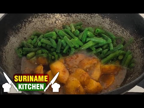 , title : 'Aardappel Kouseband Masala Tarkarie | Potato Long beans Masala Curry | Suriname Kitchen'