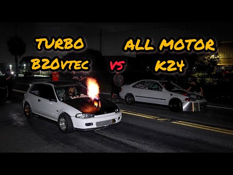 ALL MOTOR K24 HONDA CIVIC EG VS TURBO B20V EG HATCH | C.F.RACING