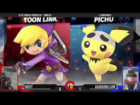 Elite Smash Friday #7 - Dusty (Toon Link) Vs. AcaRa|Mellow (Pichu) - LSF