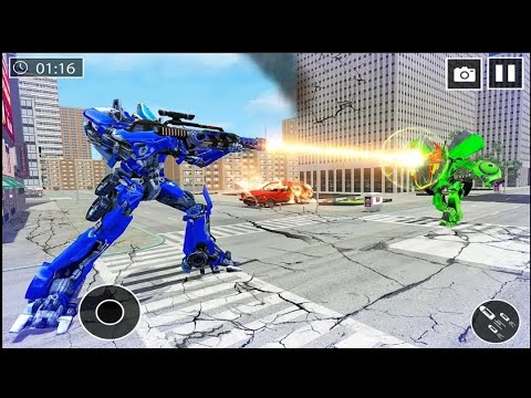 US Police Car Transform Robot War Rescue 2023 - Flying Car Robot Hero #1 - Android Gameplay