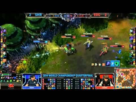 Crazy Teamfight Insane Uzi Tristana - SHR vs EDG Game 5 (S4 Worlds)