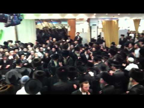 The Amshinover Rebbe Dancing at Sons Wedding