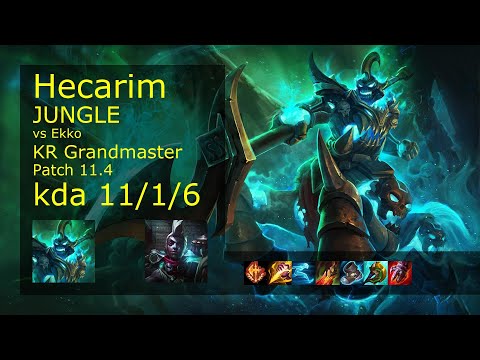 Hecarim vs Ekko Jungle - KR Grandmaster 11/1/6 Patch 11.4 Gameplay // [롤] 헤카림 vs 에코 정글