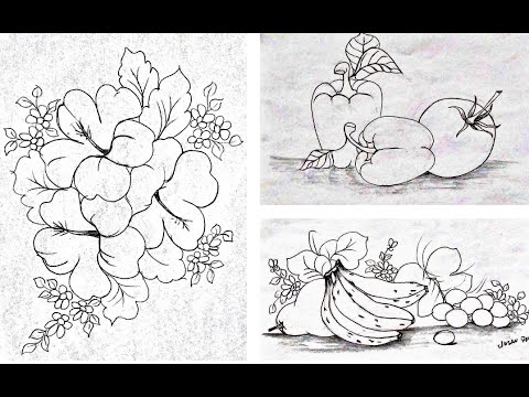 +100 Riscos para Pintura em Tecido - Apostila - Riscando Flores