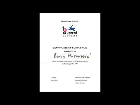 Goalkeeper BORIS MUTAVDZIC - AWARDS 2017-2018