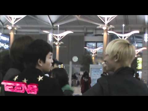 110428 TeenTop @ Incheon Airport - L.Joe + Ricky focus