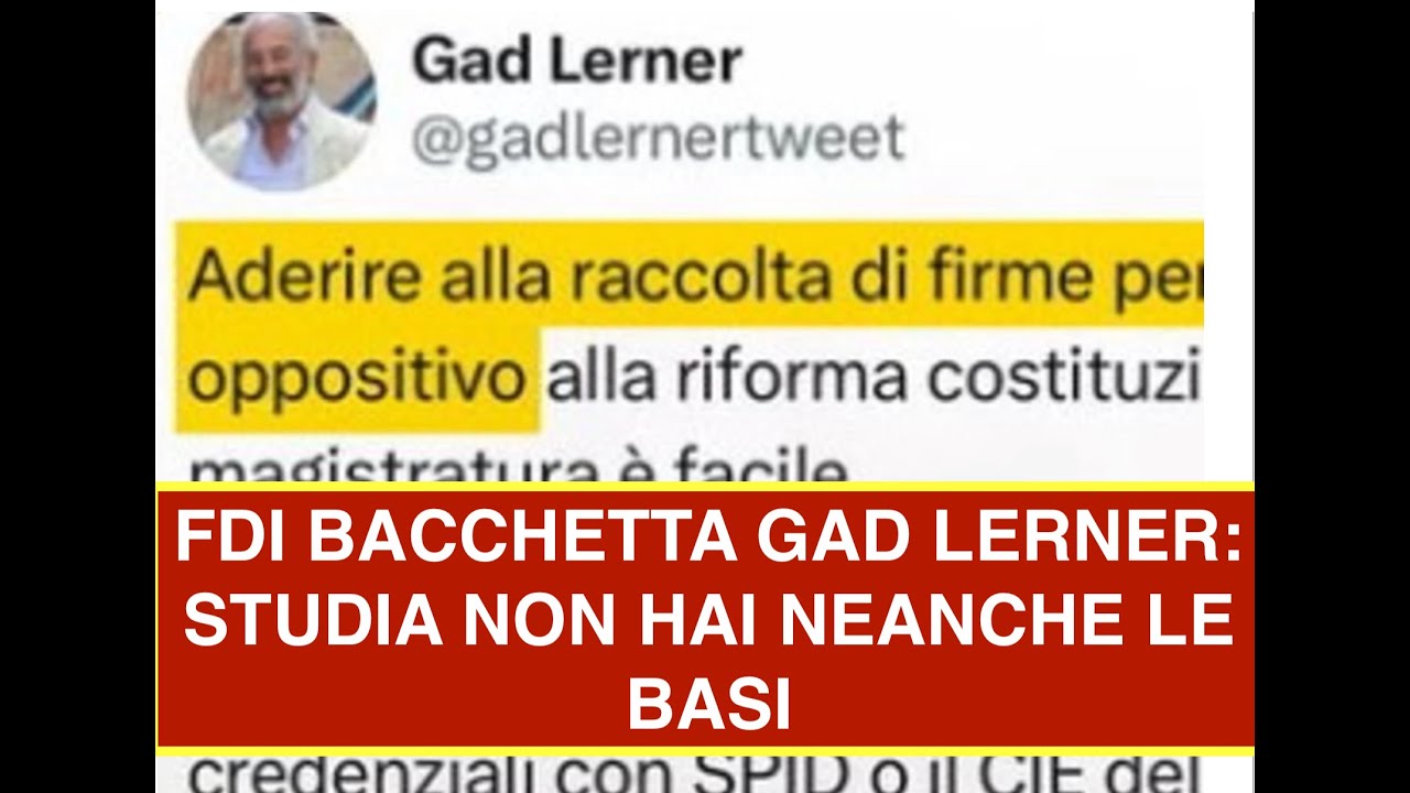 FDI BACCHETTA GAD LERNER: STUDIA NON HAI NEANCHE LE BASI