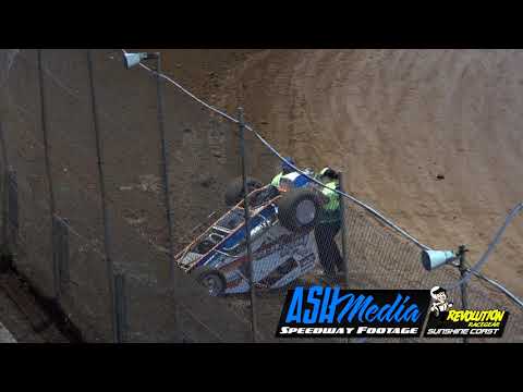 Compact Speedcars: Glenn Wright Rollover - Archerfield Speedway