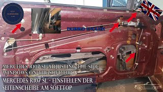 Mercedes R107 SL: Regulacja szyb bocznych przy miękkim dachu