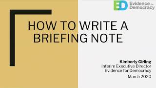 Webinar: How to write a briefing note
