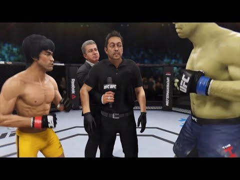 Bruce Lee vs. Professor Hulk (EA Sports UFC 3) - CPU vs. CPU - Crazy UFC 👊🤪