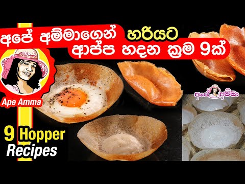 ✔ විවිධ ආප්ප වර්ග හරියට හදන ක්රම 9ක් Different methods of making hoppers correctly by Apé Amma