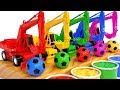 Apprendre Les Couleurs Avec Des Excavatrices Des Camions Et Des Balles Comptines Pour Enfants