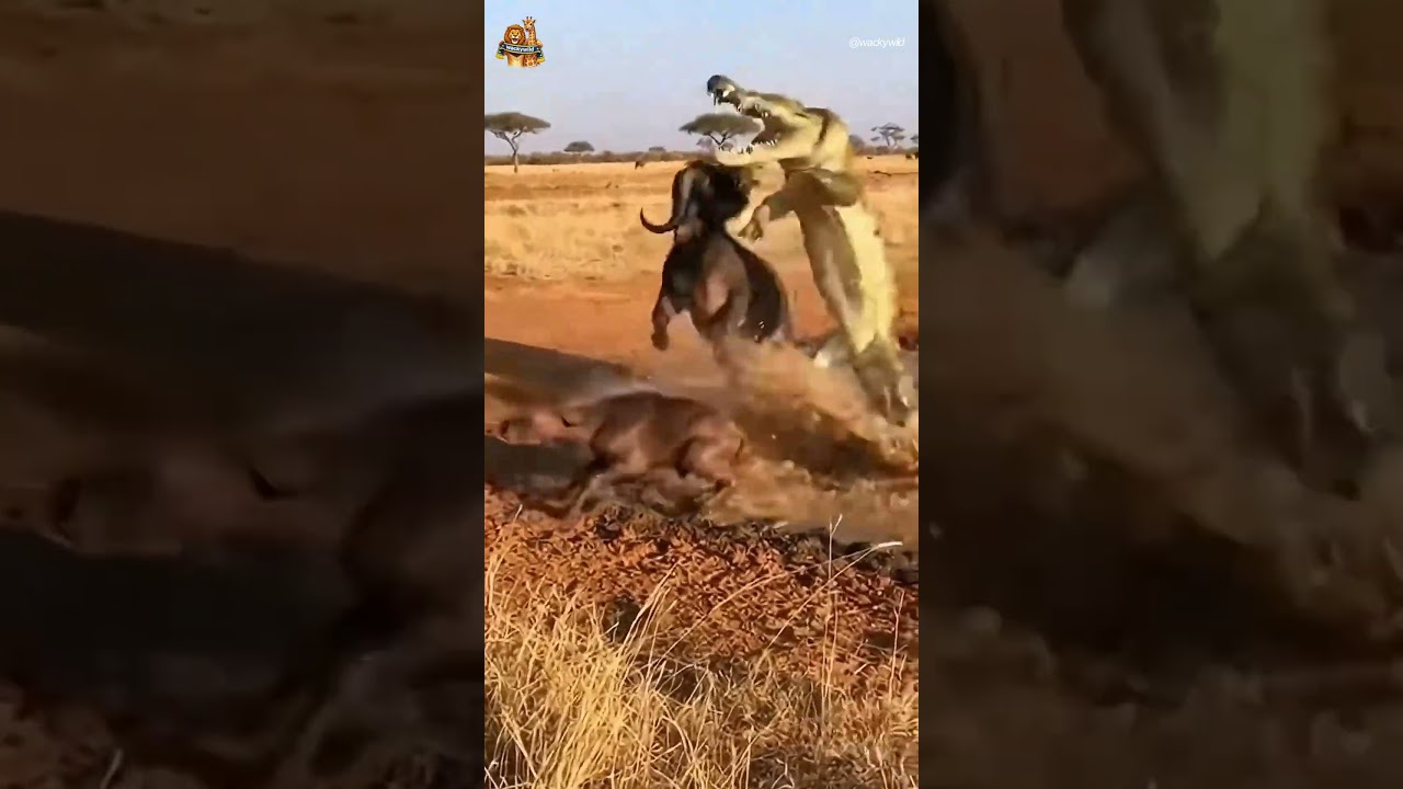 악어로부터 새끼를 구하는 버팔로 Buffalo Saves Calf from Crocodile#buffalo #crocodile #wildlife