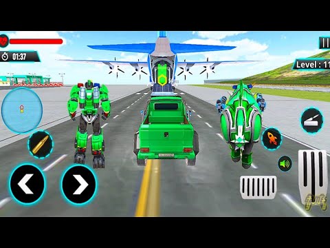 Police Robot Car Rhino Transform: Robot Police Plane Transport Game (Green Robot) - Android Gameplay