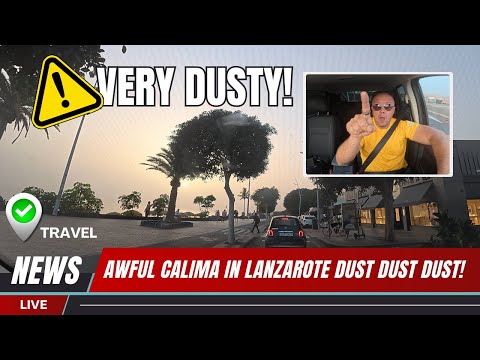 🌪️⚠️Calima Hits the Canaries – Sky Turns Sand-Brown in Lanzarote! | Drive Down Puerto Del Carmen