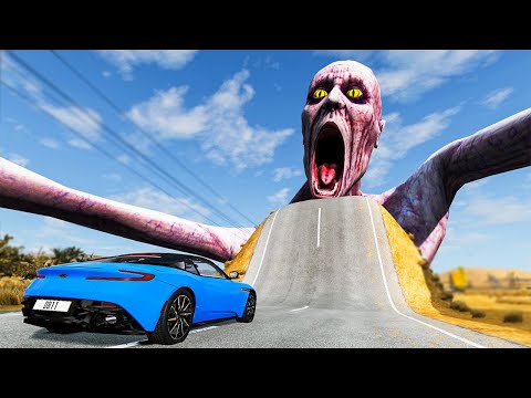 Escape From The Shy Guy (SCP-096) | Cars vs Giant Pit | Car Jumping Videos | Beamng Drive #12
